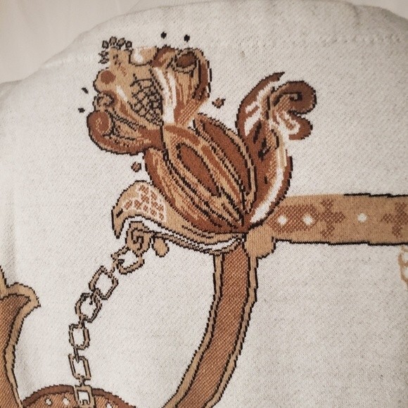 Chico's Classic Chain Belt and Floral Motif Bateau Neck Pullover Sweater Sz M - Picture 6 of 14